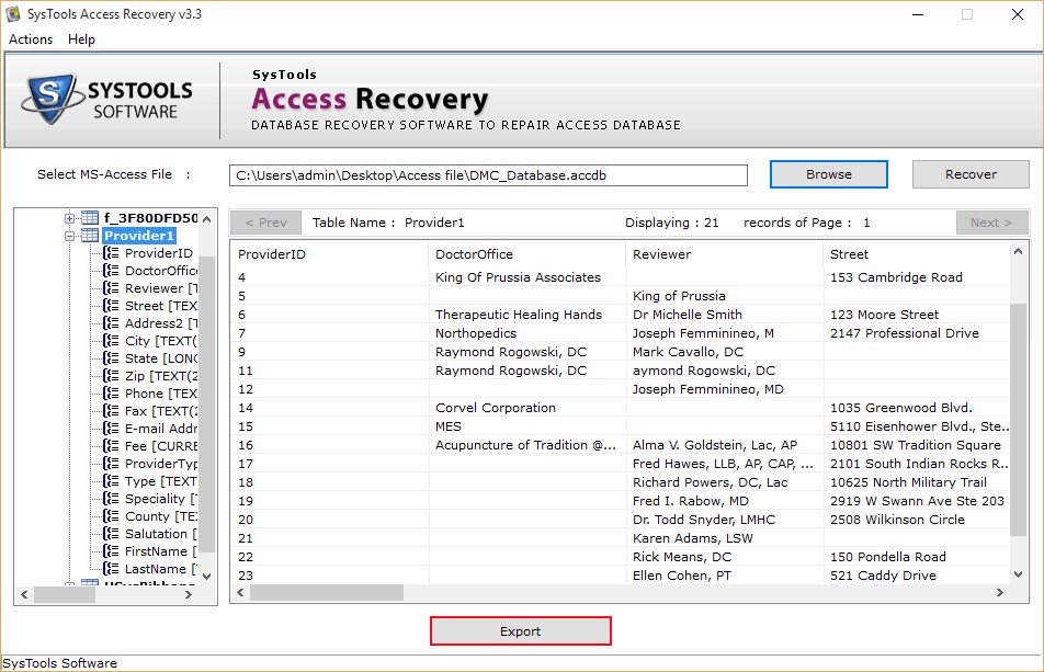 recovered access file