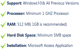 Requirements of MDB File Repair Tool